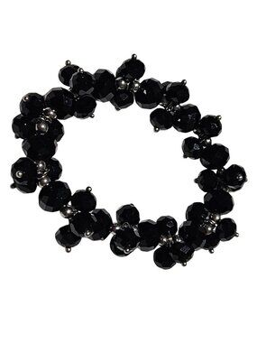 Vintage Black Crystal Beaded Bracelet Stretch Elegant Fashion Jewelry Women